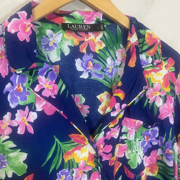 Lauren Ralph Lauren Long Sleeve Pajama Top Blouse Collared Button Down Sz L - Picture 3 of 11